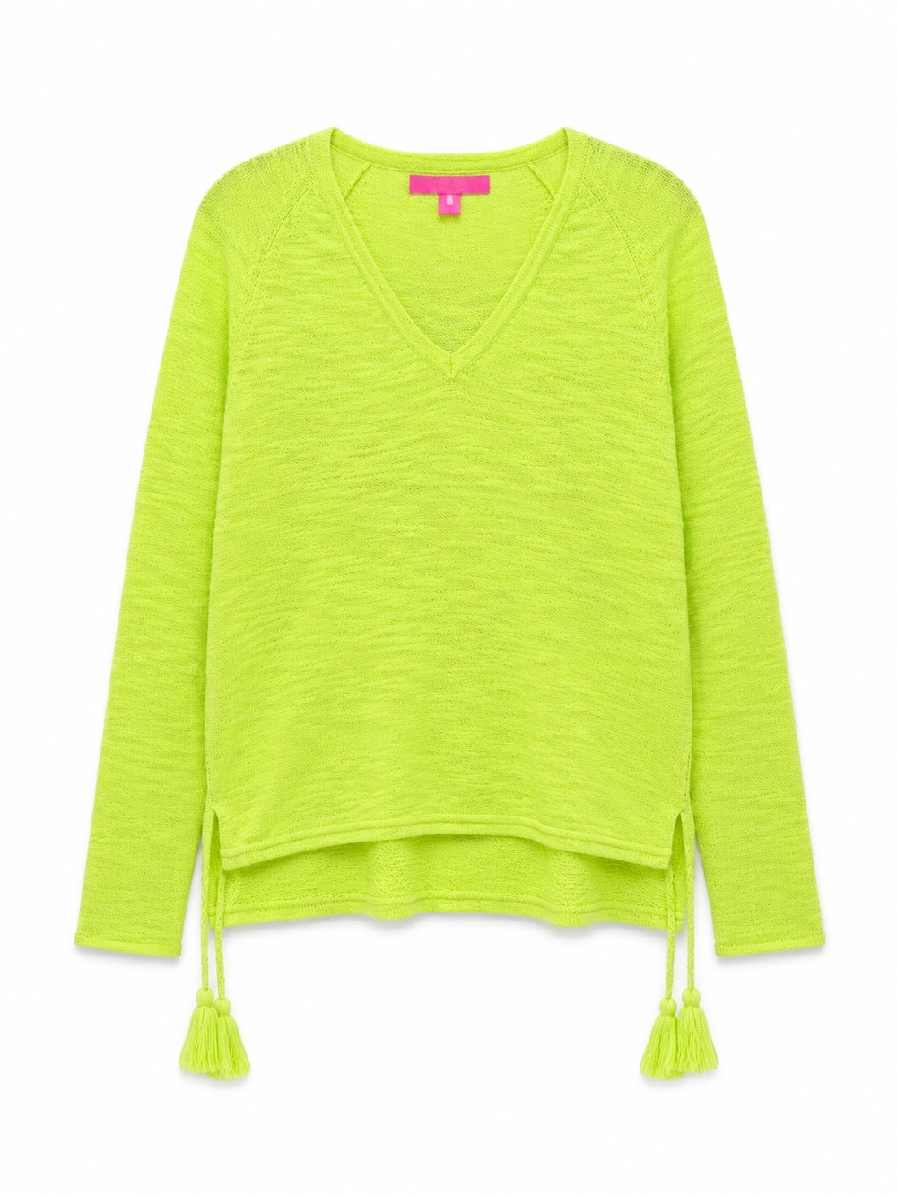 Lilly Pulitzer Neon Lime V-Neck Tassel Pullover M